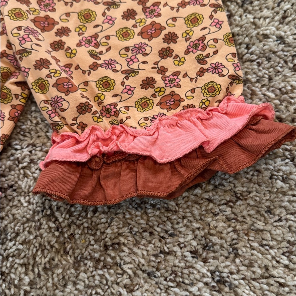 Matilda Jane Floral Ruffle Shorties - Peach and Rust size 6 NWT “Stay Positive” - Picture 3 of 7